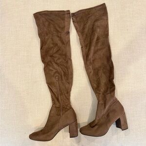 Miss Lola Over-the-Knee/Thigh High Boots in BEIGE, size 10